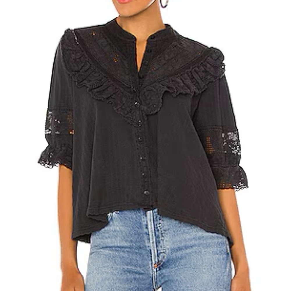 Free People Walk in the Park Ruffle Top